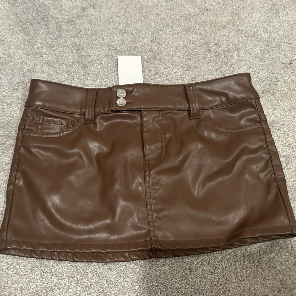 H&M Brown Leather Mini Skirt